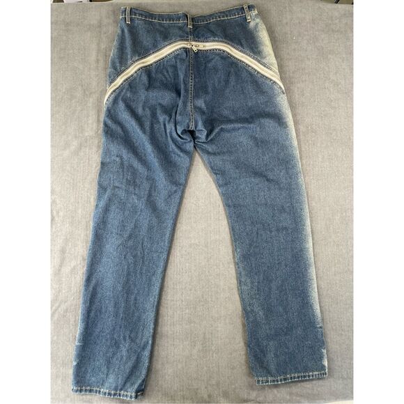 Mijko Zipper Jeans Mens 2XL Blue Gradient Baggy Denim Y2K Statement Streetwear - Picture 12 of 16